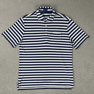 Stitch Golf Polo Shirt Men XL Blue White Striped Performance Stretch Pocket